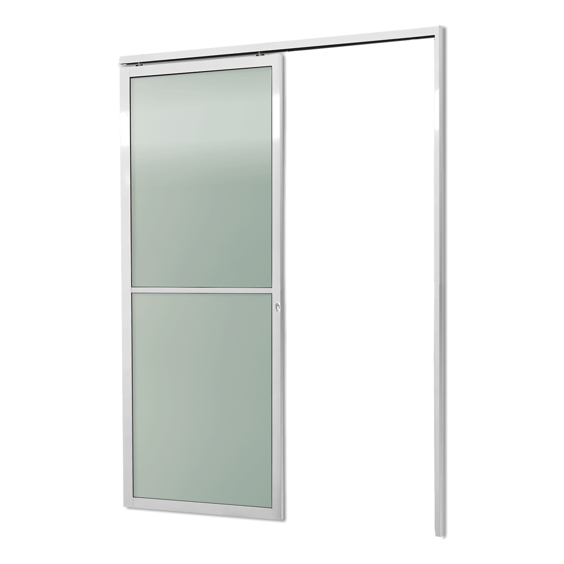 Porta de Alumínio Suspensa Vidrão Linha L-25 Branco