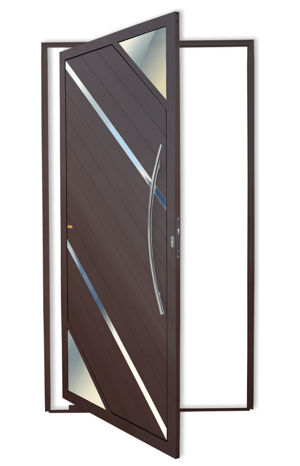 Porta Pivotante de Alumínio Oasis c/Puxador Linha Super-25 Corten