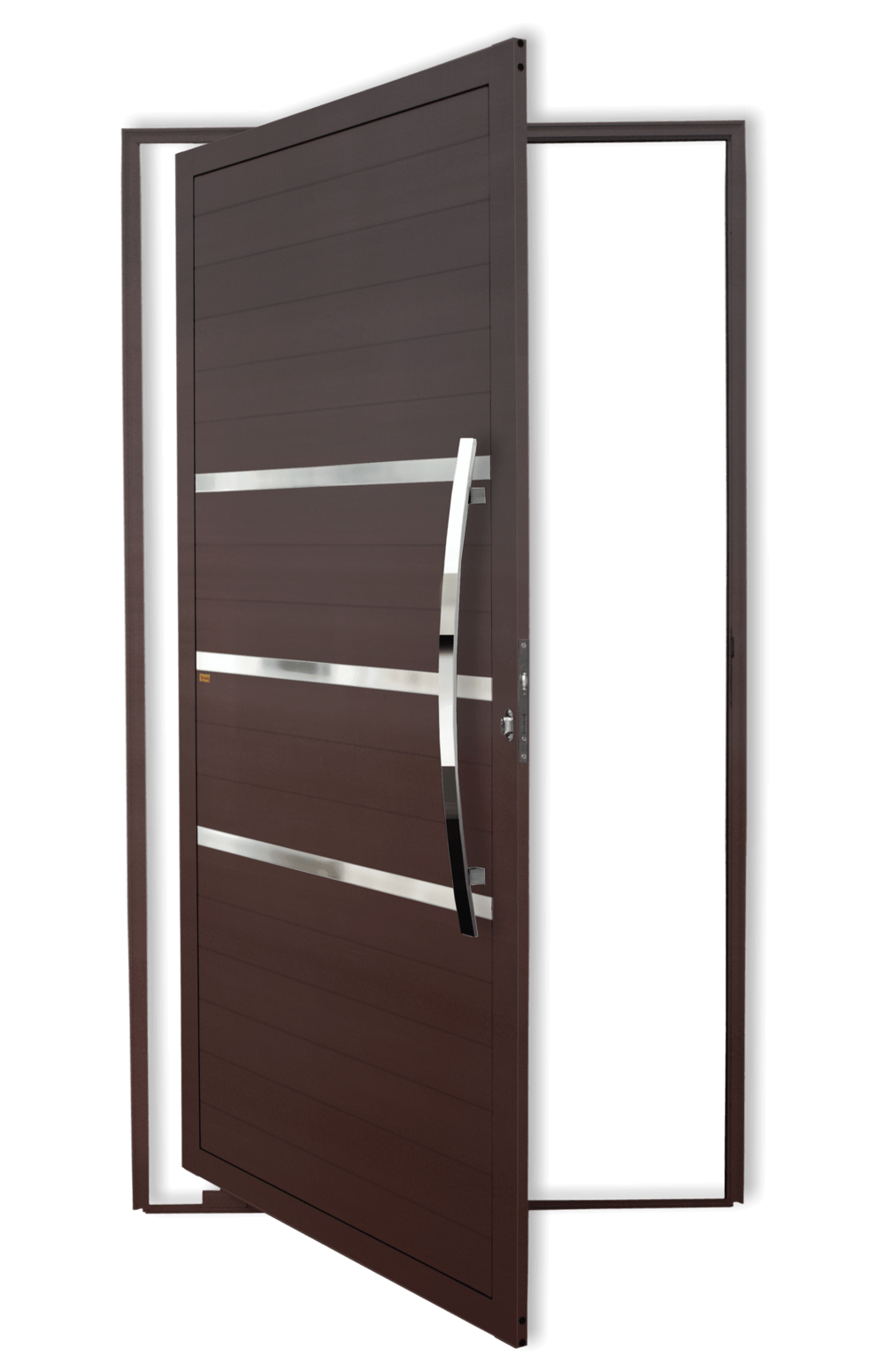 Porta Pivotante de Alumínio Evolution c/Puxador Linha Super-25 Corten
