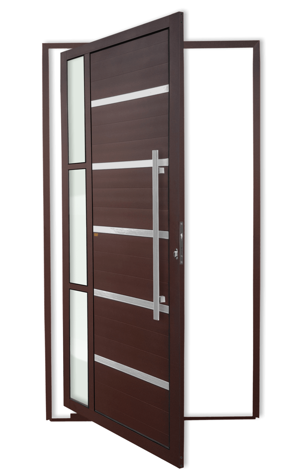Porta Pivotante de Alumínio Miraggio c/Puxador Linha Super-25 Corten