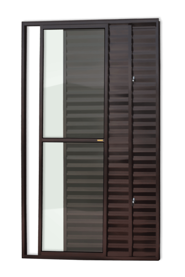 Porta Balcão de Alumínio 3 Folhas Corten