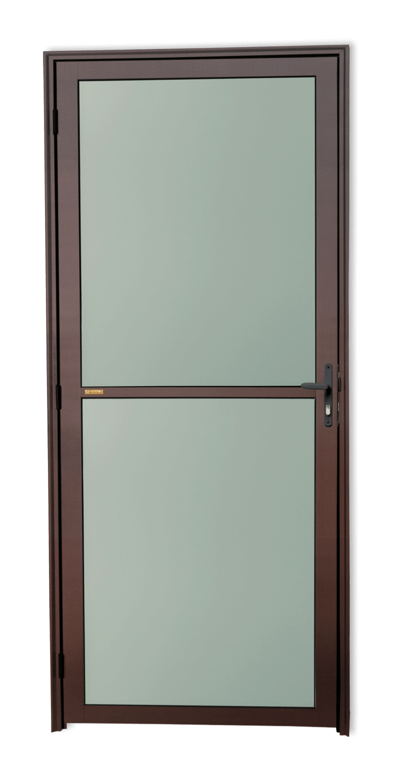 Porta de Alumínio Vidrão Linha Super-25 Corten