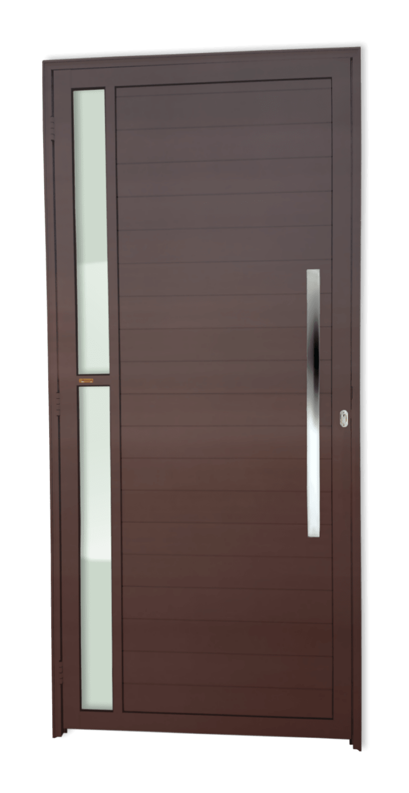 Porta de Alumínio Visione c/Puxador Linha Super-25 Corten