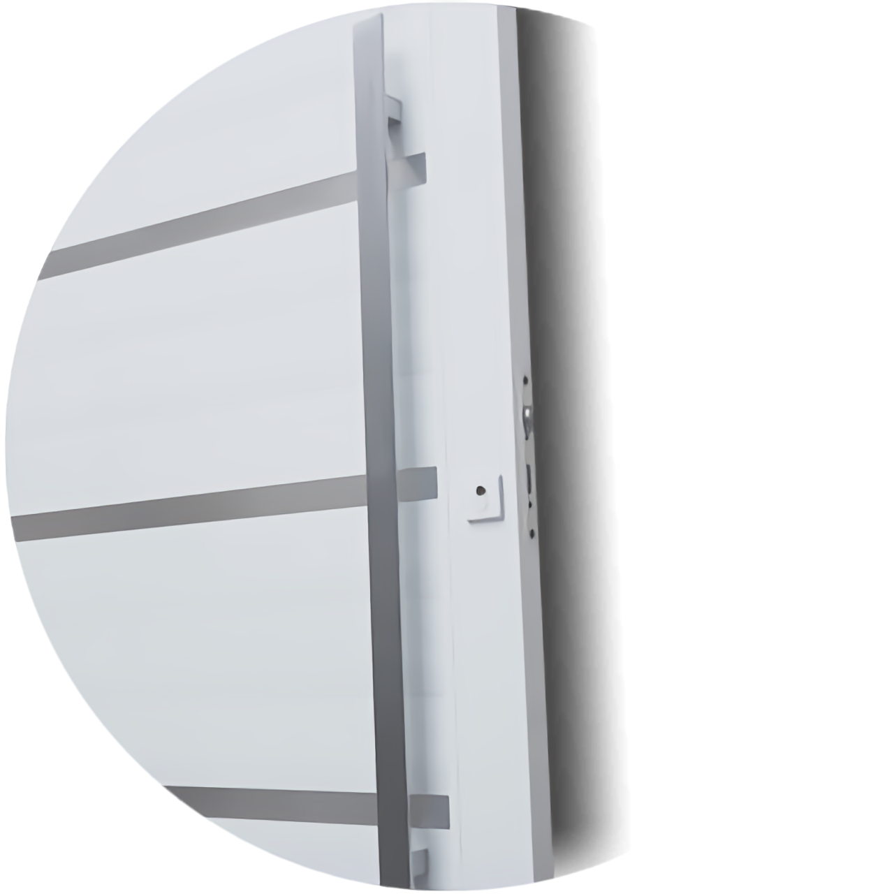 detalhe do puxador da porta pivotante miraggio PVC