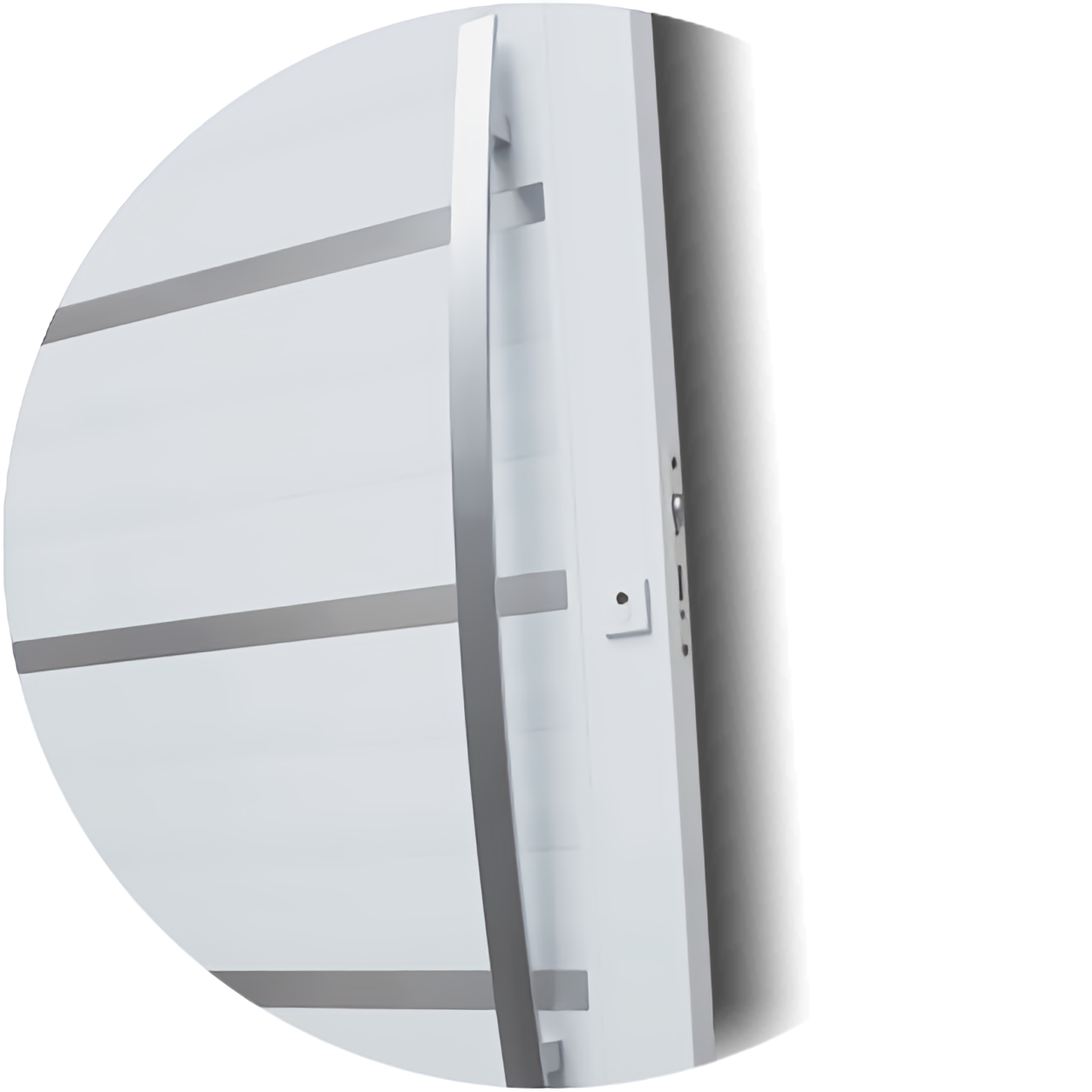detalhe do puxador da porta pivotante premium PVC