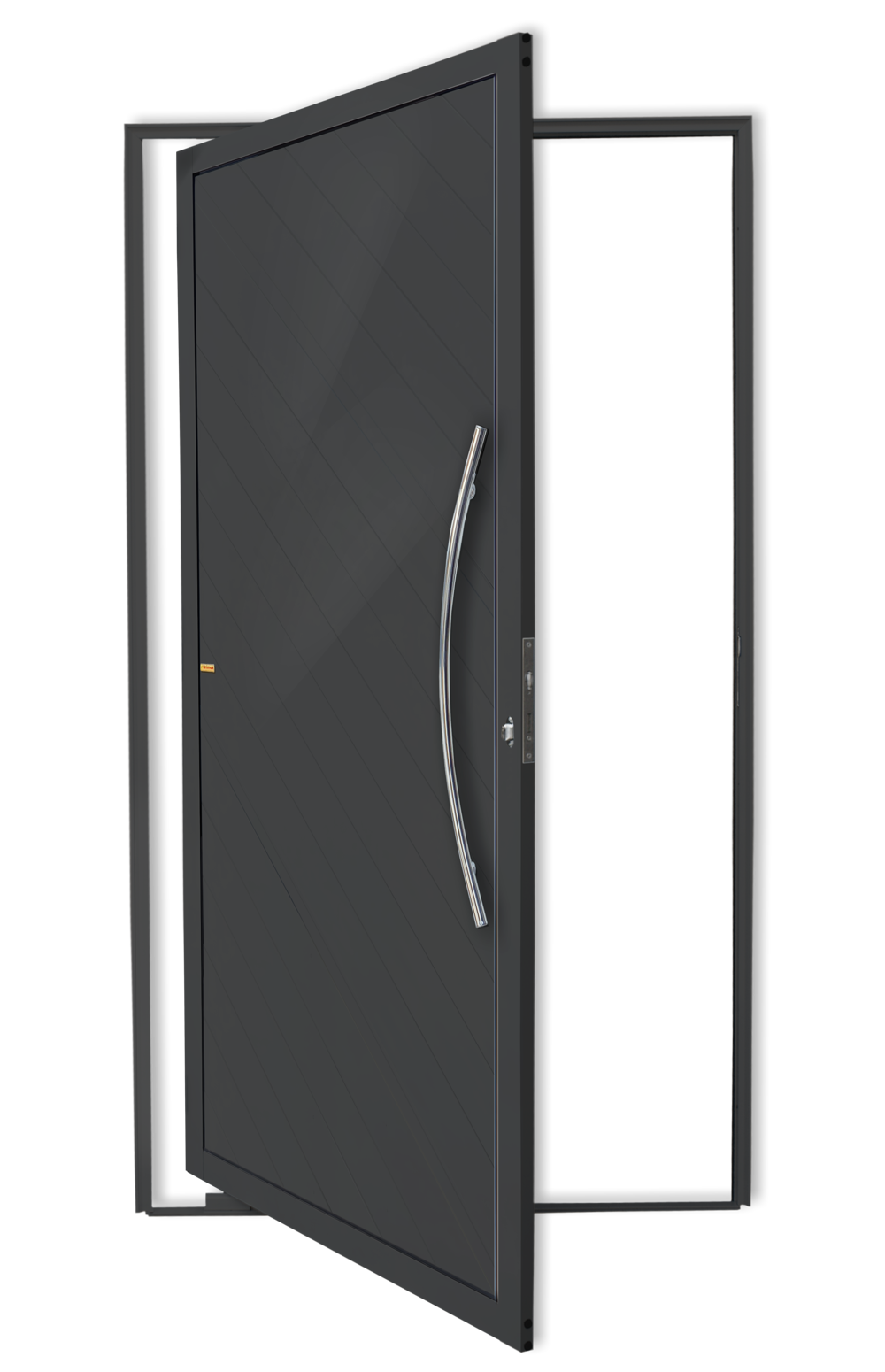Porta Pivotante de Alumínio Savana c/Puxador Linha Super-25 Cinza