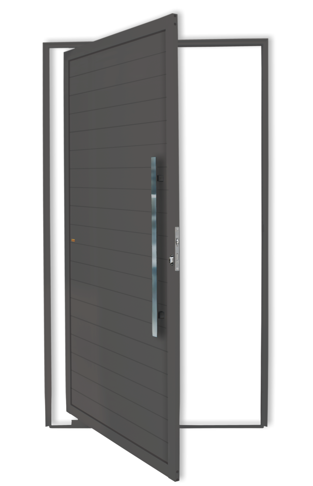 Porta Pivotante de Alumínio Lambril c/Puxador Linha Super-25 Cinza