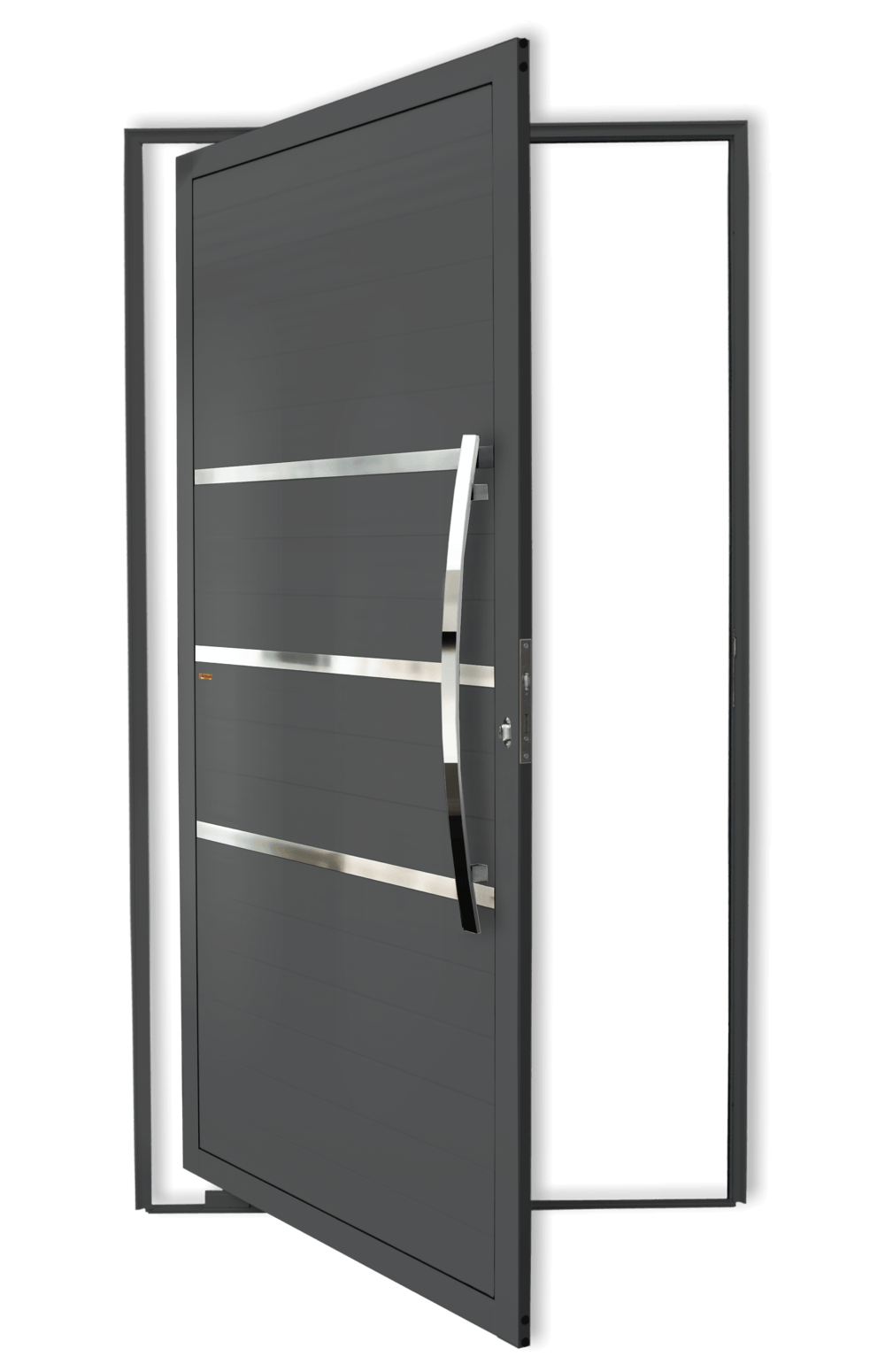 Porta Pivotante de Alumínio Evolution c/Puxador Linha Super-25 Cinza
