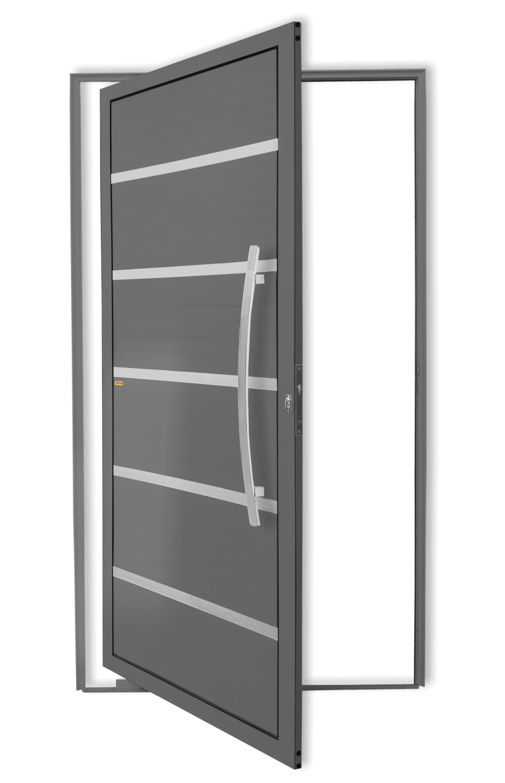 Porta Pivotante de Alumínio Premium c/Puxador Linha Super-25 Cinza