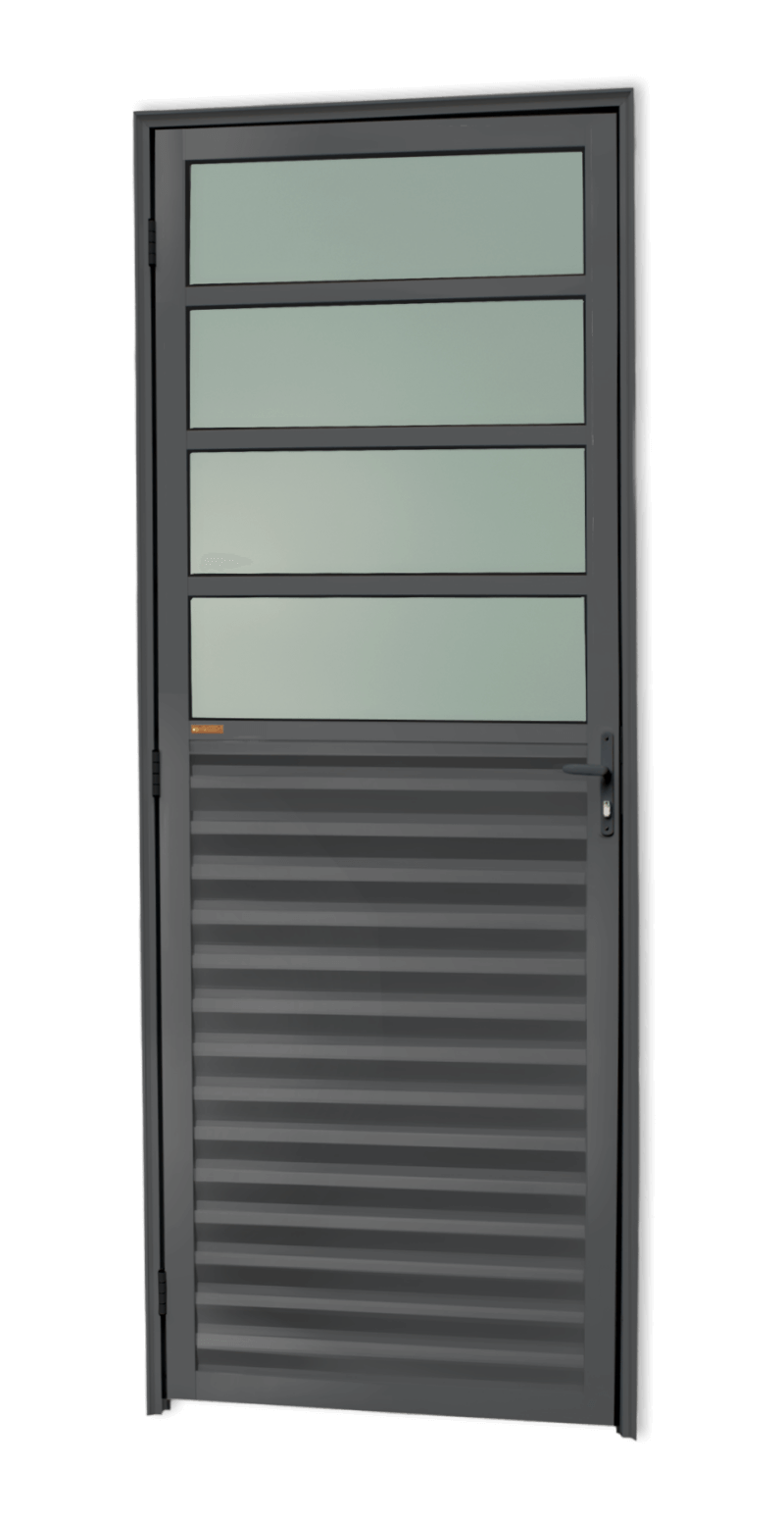 Porta de Alumínio Cozinha Linha L-25 Cinza