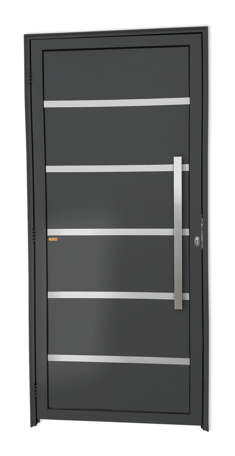 Porta de Alumínio Premium c/Puxador Linha Super-25 Cinza