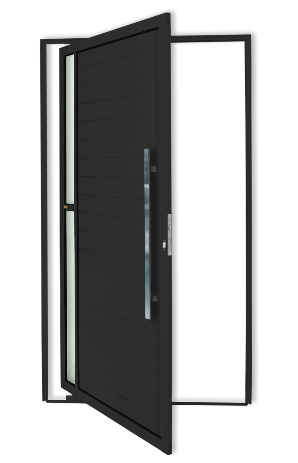 Porta Pivotante de Alumínio Visione c/Puxador Linha Super-25 Preto