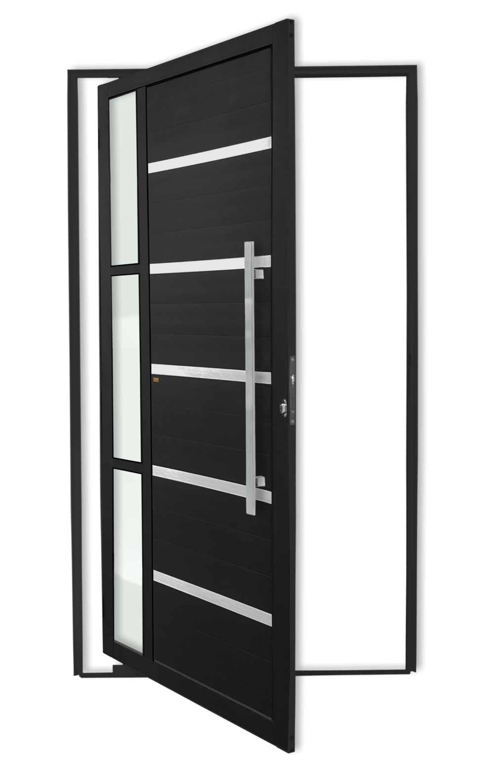 Porta Pivotante de Alumínio Miraggio c/Puxador Linha Super-25 Preto