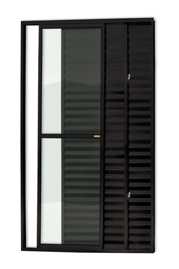 Porta Balcão de Alumínio 3 Folhas Preto