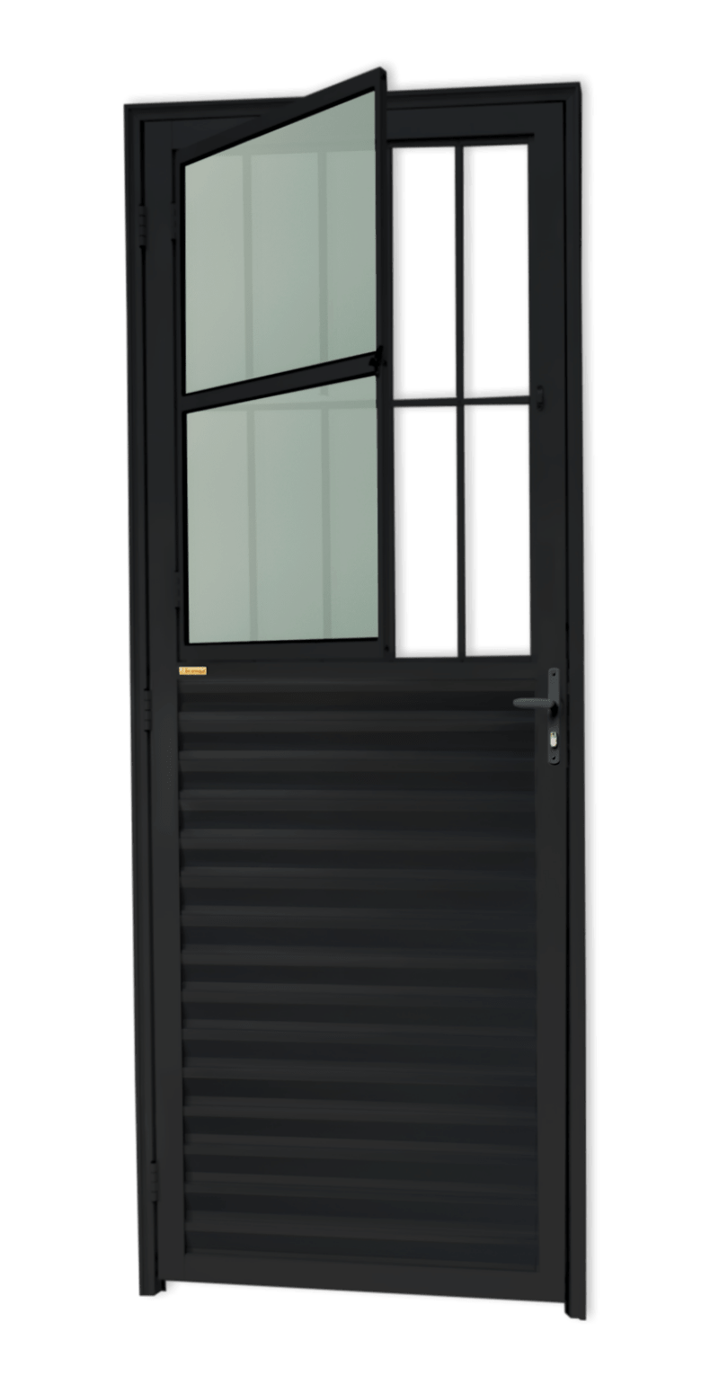 Porta de Alumínio Sala Linha L-25 Preto
