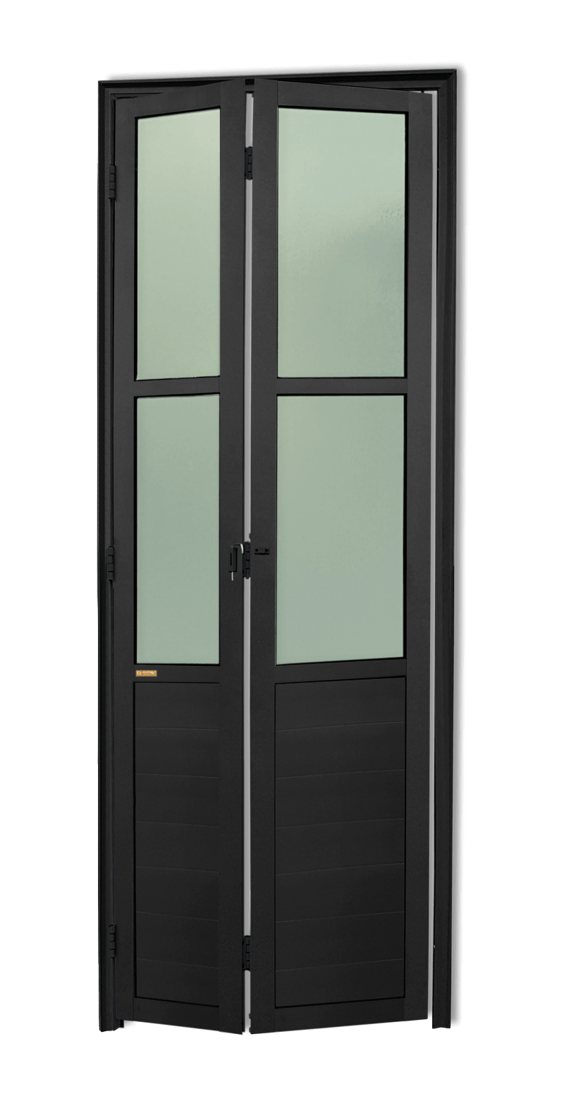 Porta de Alumínio Camarão com vidros Linha L-25 Preto
