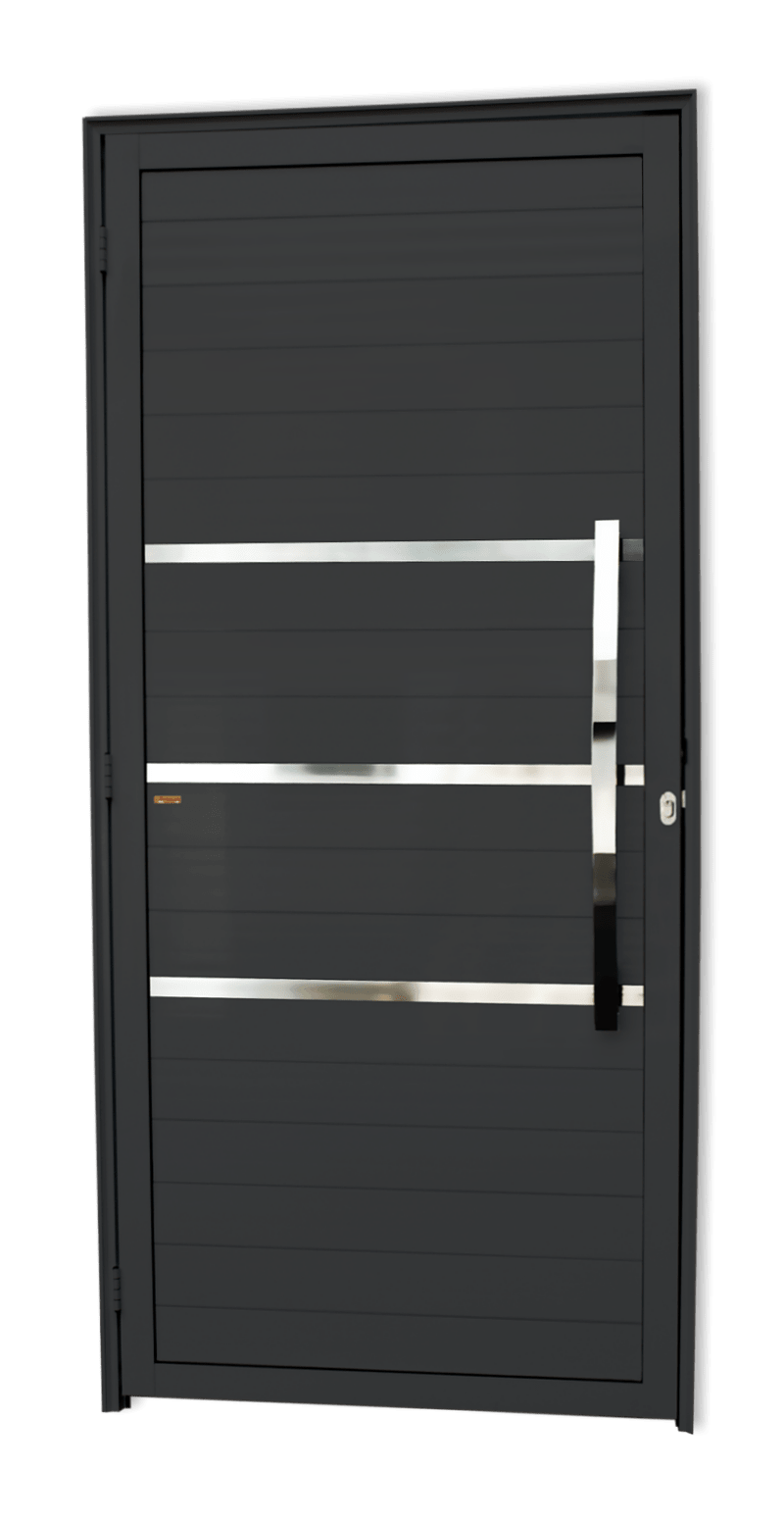 Porta de Alumínio Evolution c/Puxador Linha Super-25 Preto