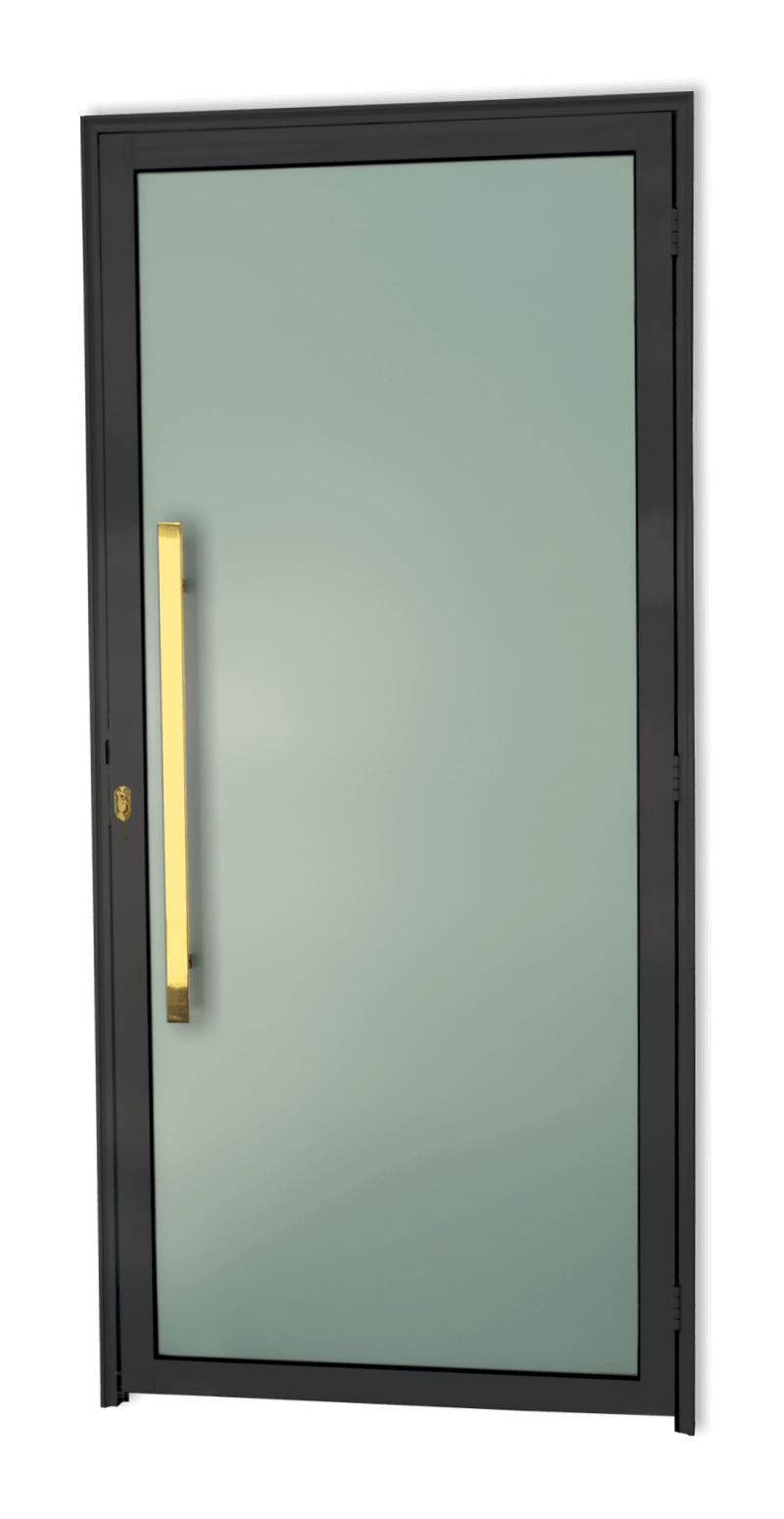 Porta de Alumínio Murano c/Puxador Linha Super-25 Preto Dourado