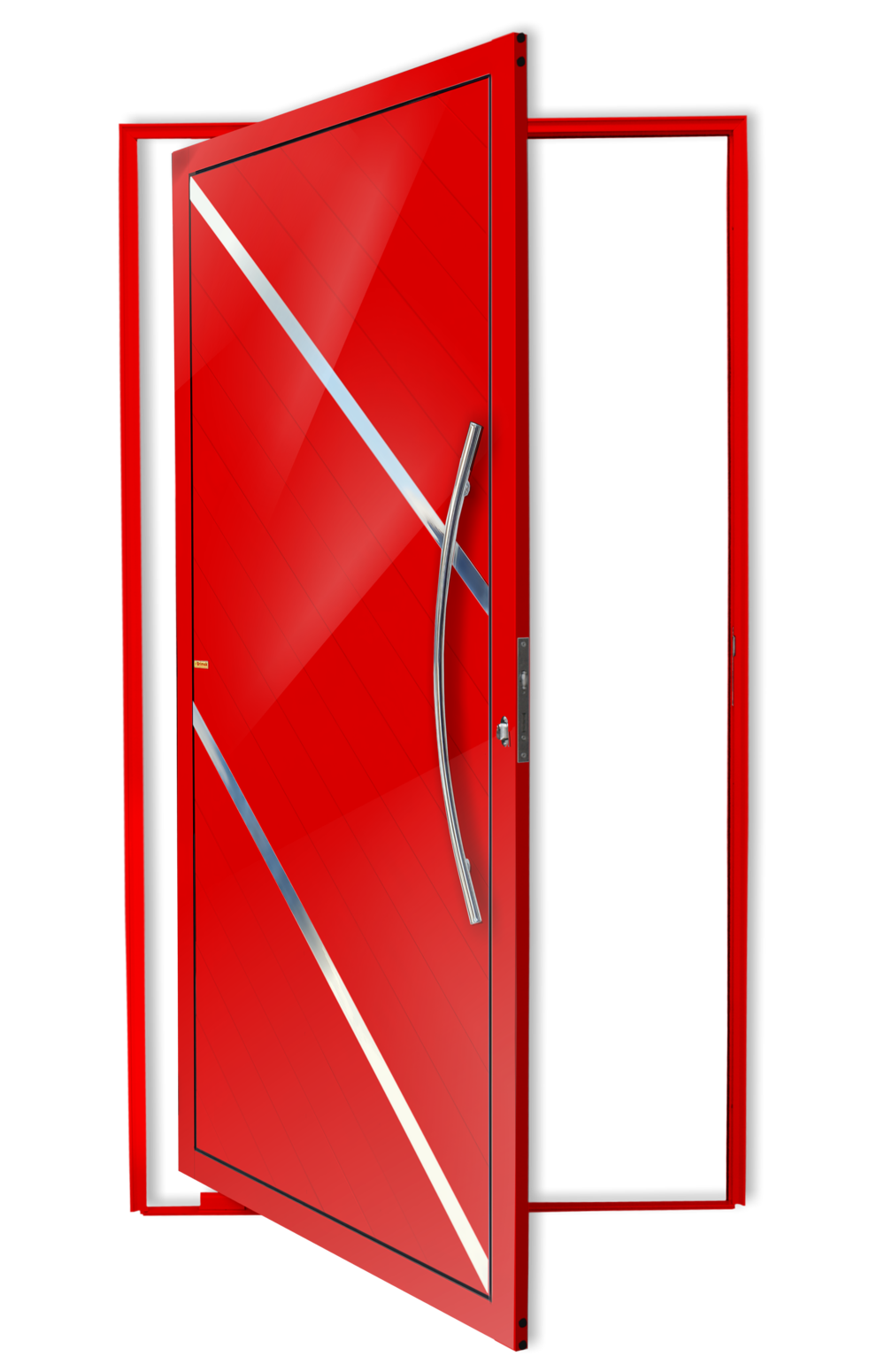 Porta Pivotante de Alumínio Duna c/Puxador Linha Super-25 Vermelho
