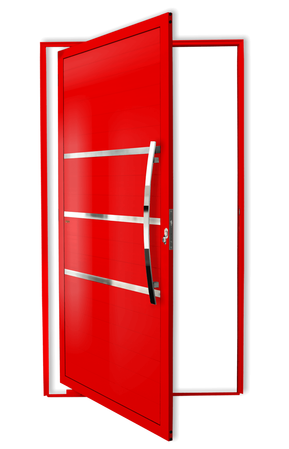 Porta Pivotante de Alumínio Evolution c/Puxador Linha Super-25 Vermelho