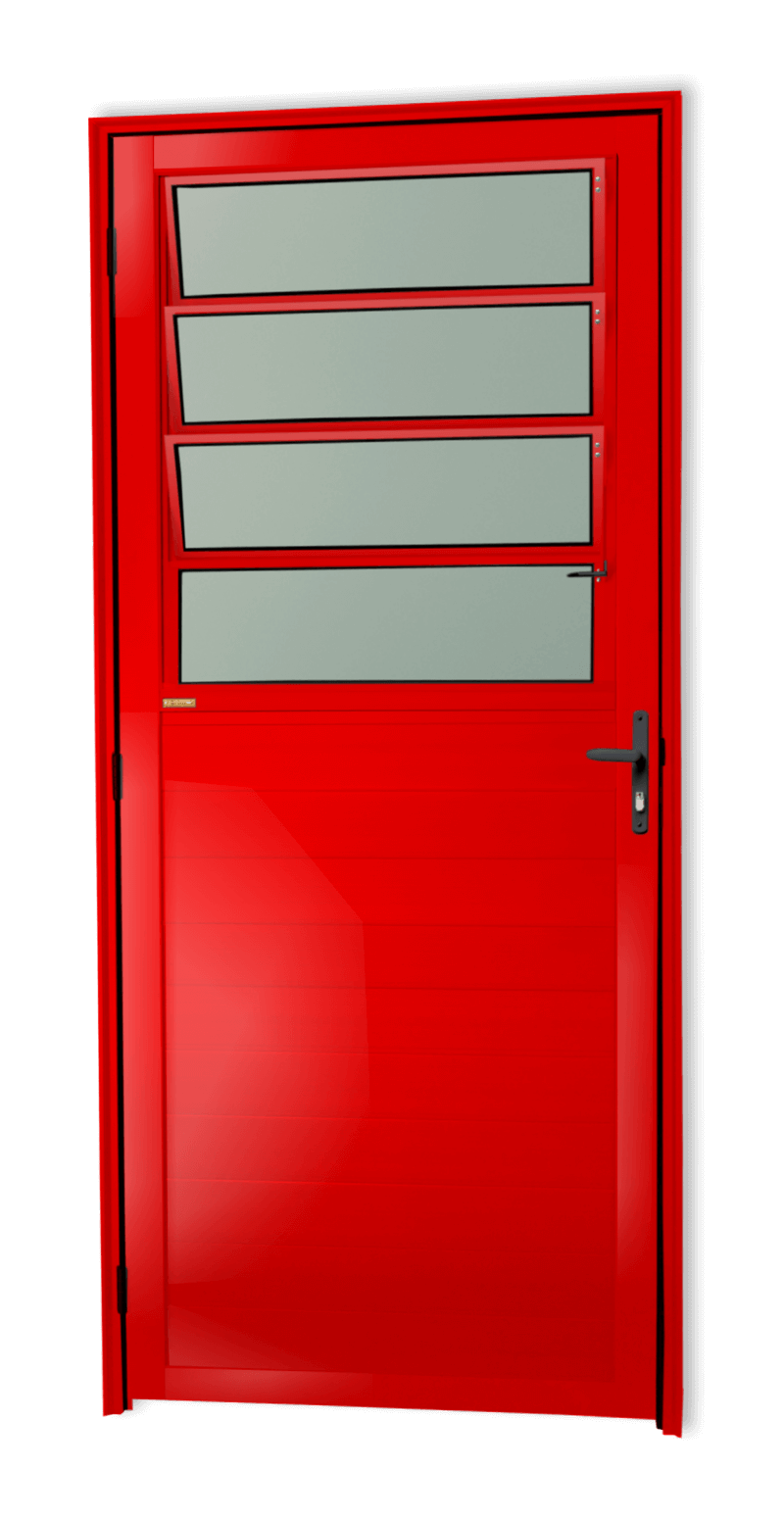 Porta de Alumínio Lambril c/basculante Linha Super-25 Vermelho