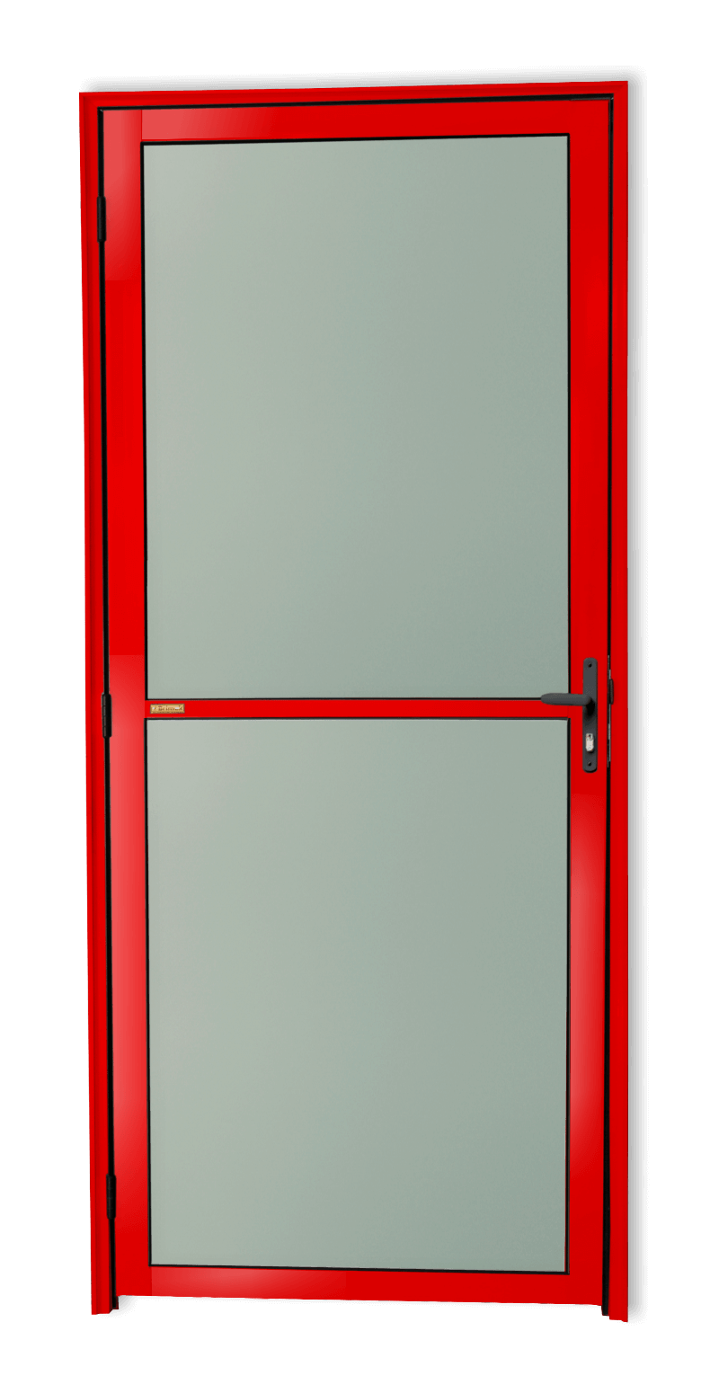 Porta de Alumínio Vidrão Linha Super-25 Vermelho