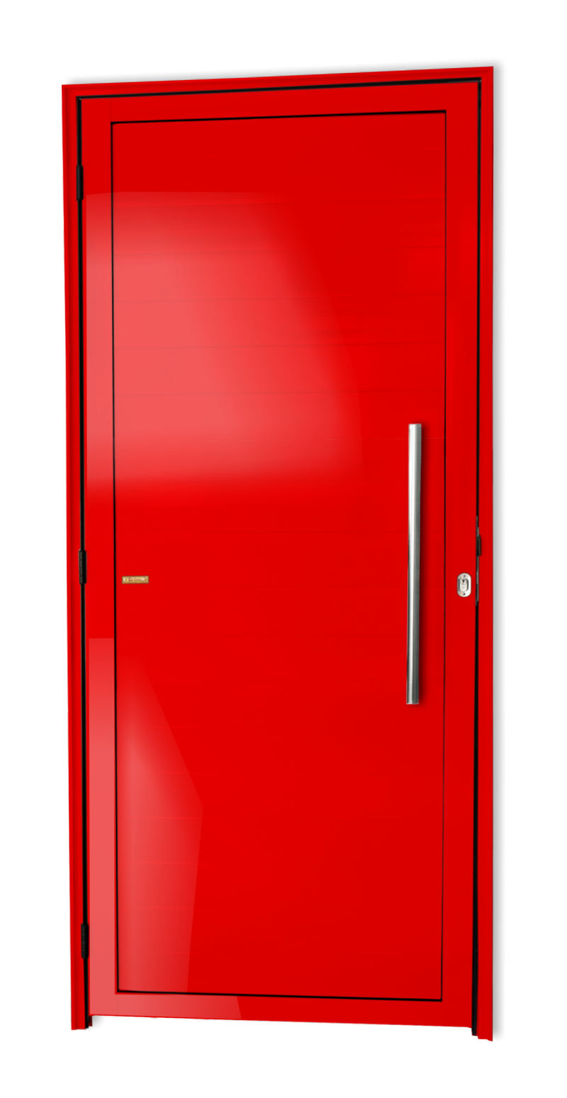 Porta de Alumínio Lambril c/Puxador Linha Super-25 Vermelho