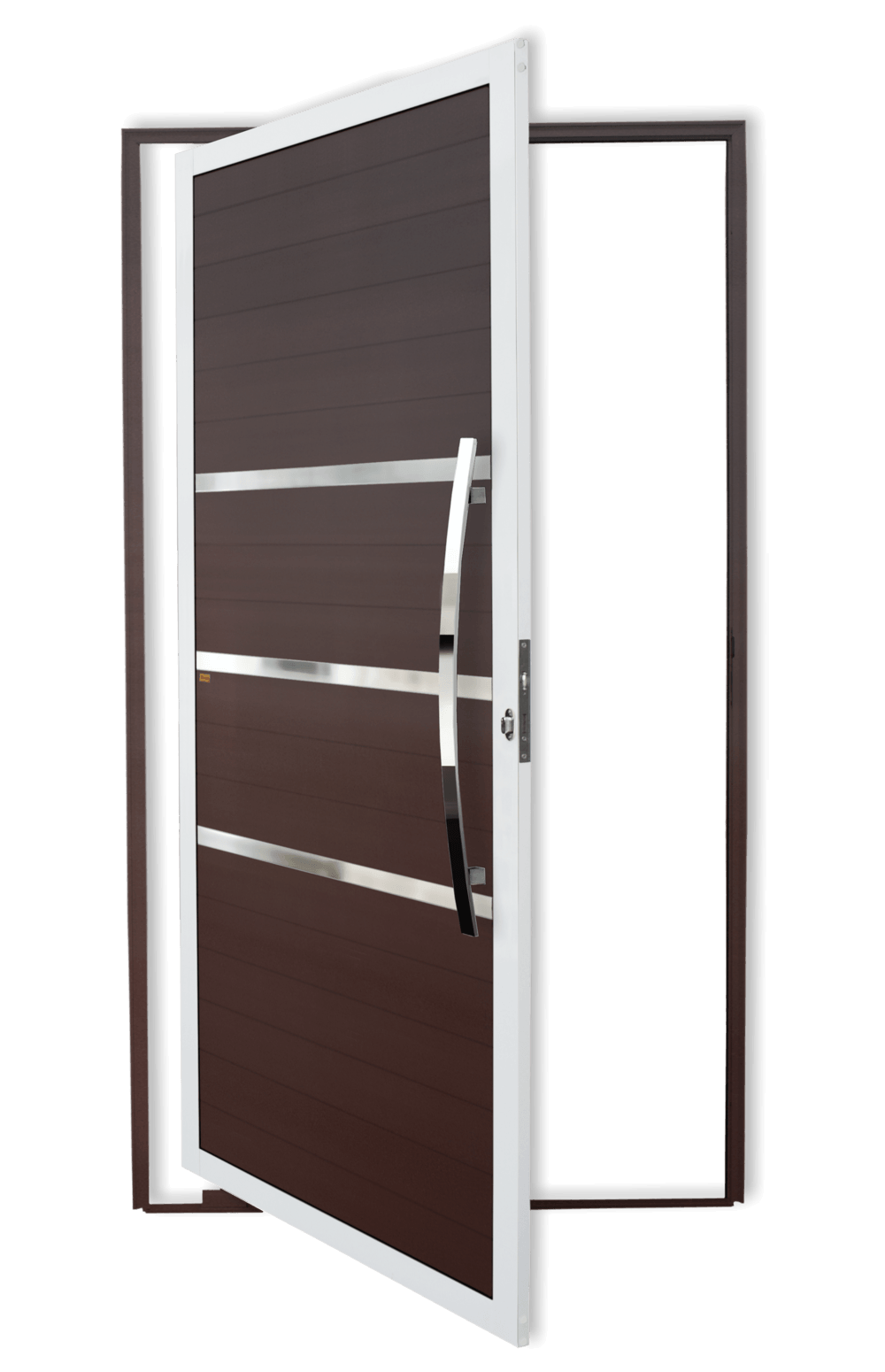 Porta Pivotante de Alumínio Evolution c/Puxador Linha Super-25 Mix Corten
