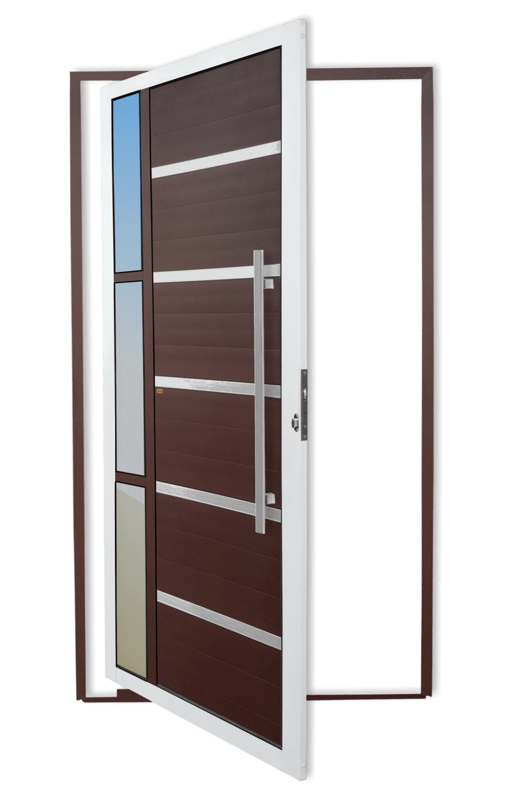 Porta Pivotante de Alumínio Miraggio c/Puxador Linha Super-25 Mix Corten