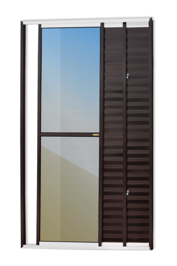 Porta Balcão de Alumínio 3 Folhas Mix Corten