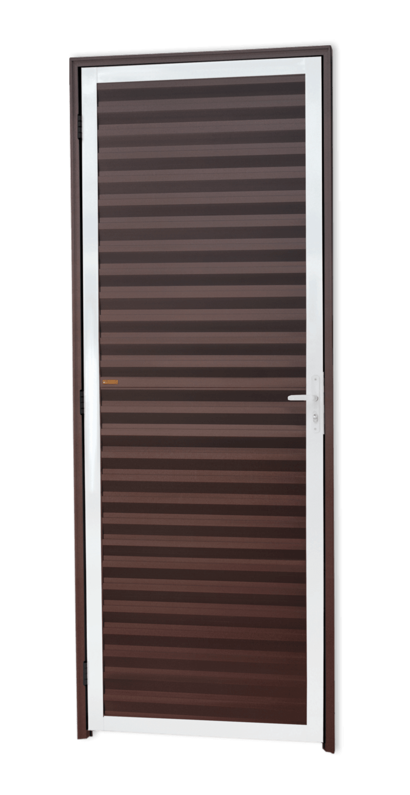 Porta de Alumínio Fechada Linha L-25 Mix Corten