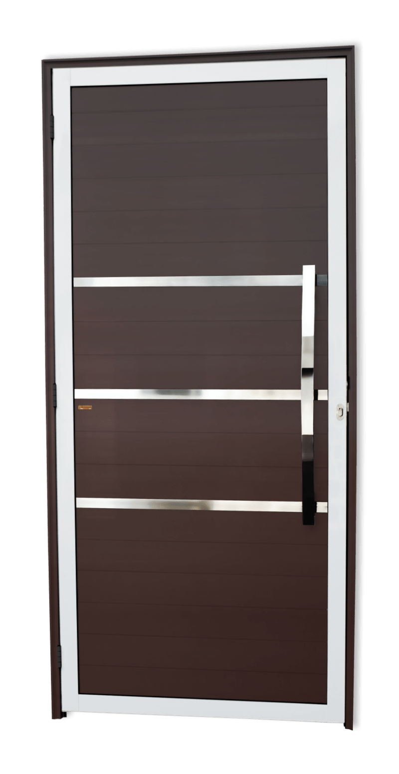Porta de Alumínio Evolution c/Puxador Linha Super-25 Mix Corten