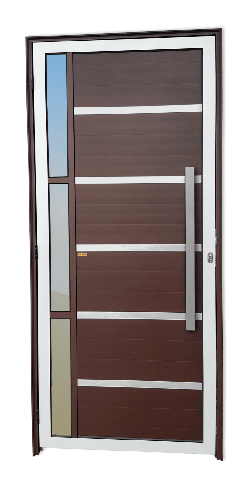 Porta de Alumínio Miraggio c/Puxador Linha Super-25 Mix Corten