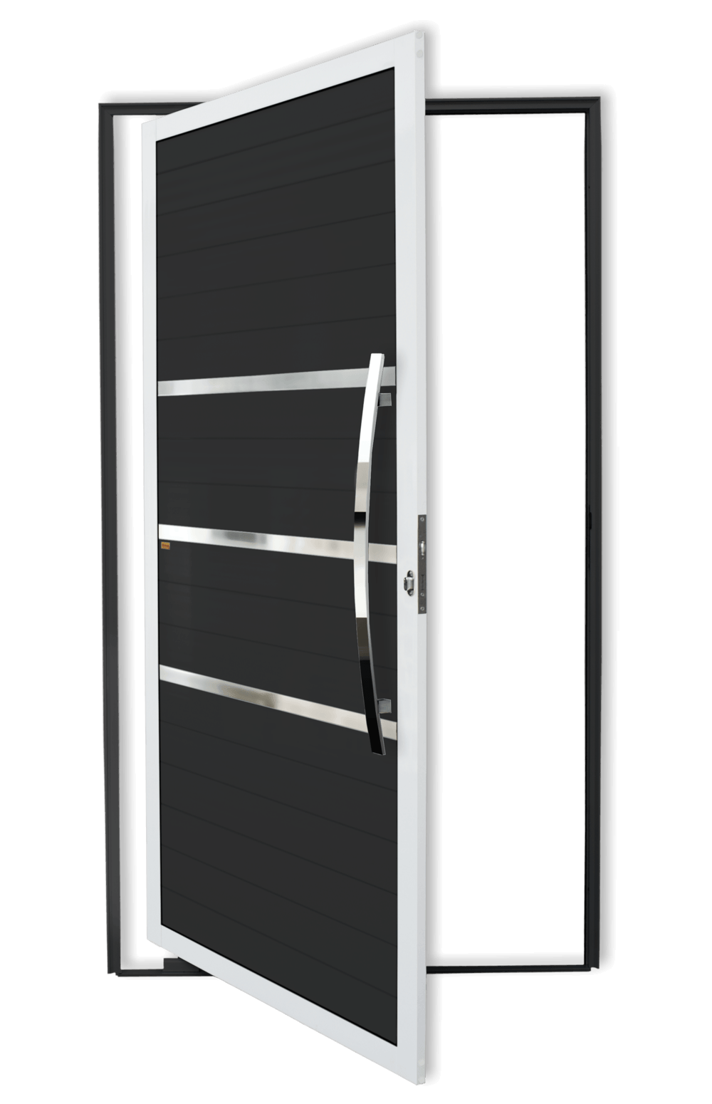 Porta Pivotante de Alumínio Evolution c/Puxador Linha Super-25 Mix Preto