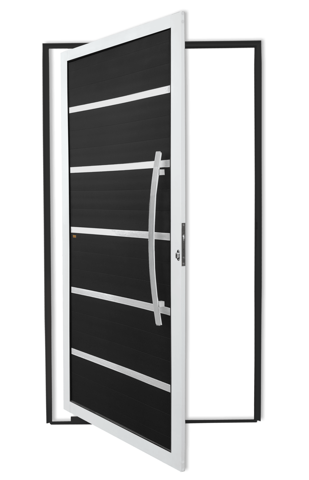 Porta Pivotante de Alumínio Premium c/Puxador Linha Super-25 Mix Preto