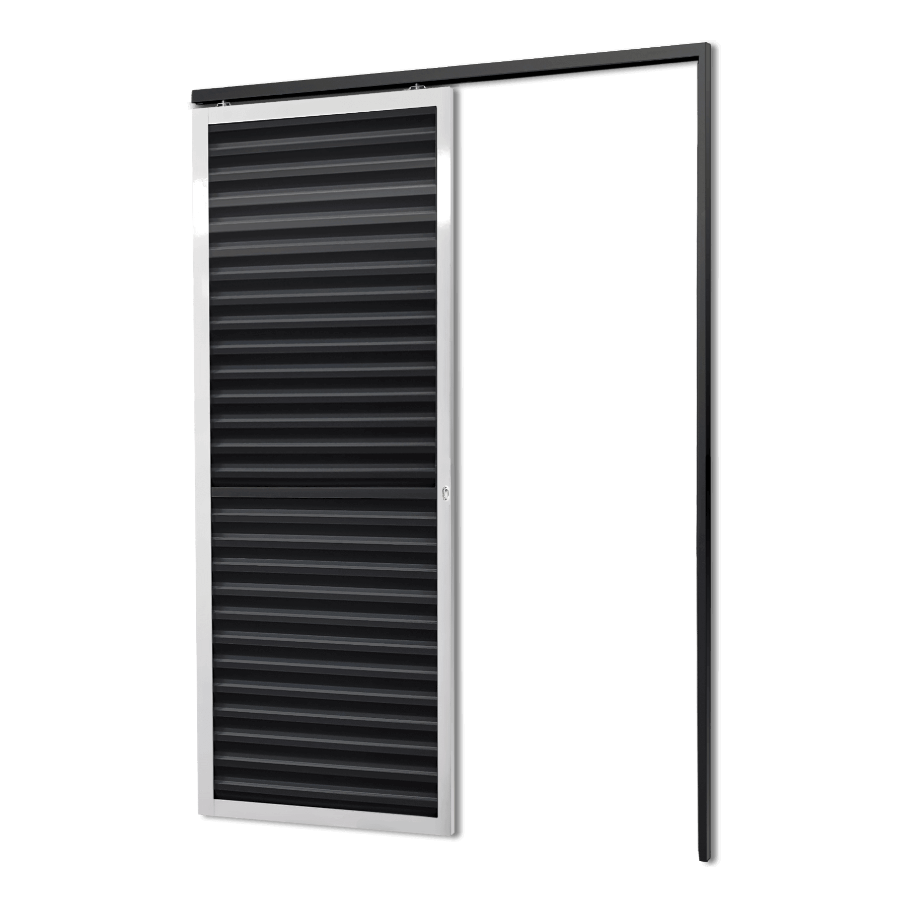 Porta de Alumínio Suspensa Veneziana Linha L-25 Mix Preto