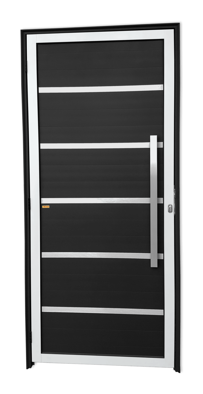 Porta de Alumínio Premium c/Puxador Linha Super-25 Mix Preto