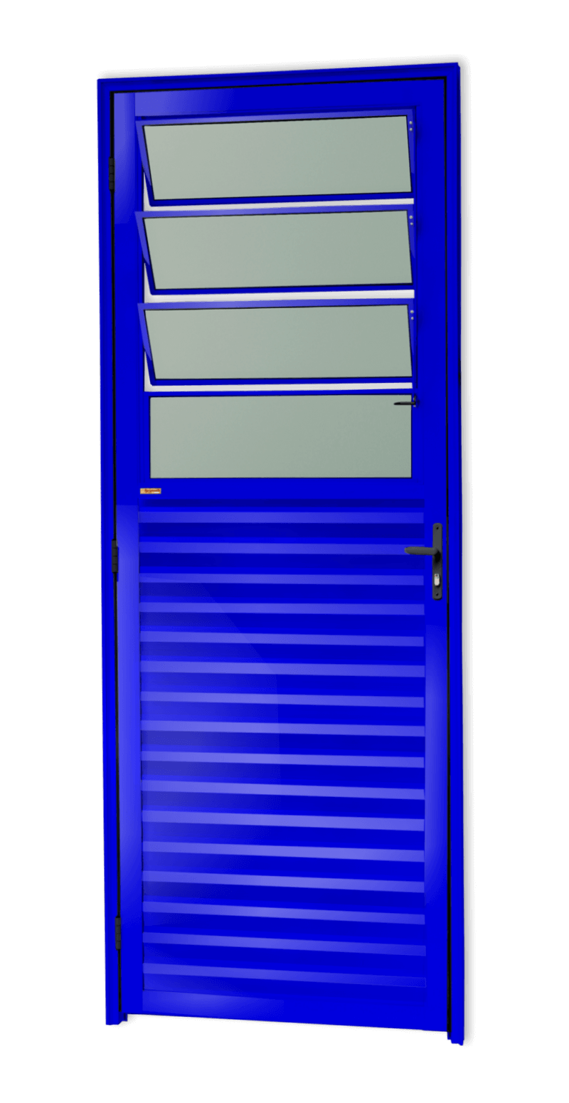 Porta de Alumínio Basculante Linha L-25 Azul
